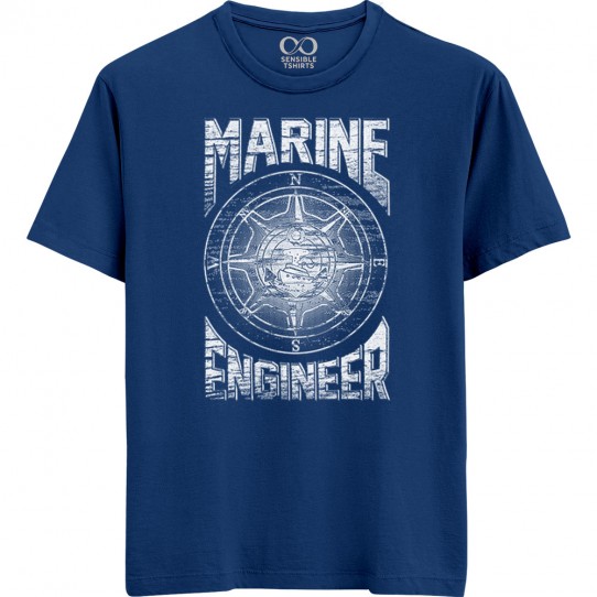 Marine Engineer - Hustle - Unisex Men/Women Regular Fit Cotton Navy Blue/Black T-shirt