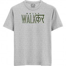 Daily Walk Kar - Lifestyle - Unisex Men/Women Regular Fit Cotton Grey Melange T-shirt