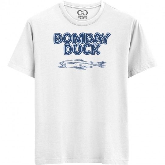 Bombay Duck (बोंबील) - Maai Mumbaai - Unisex Men/Women Regular Fit Cotton White/Navy Blue T-shirt