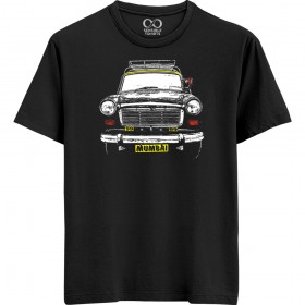 Mumbai Taxi - Maai Mumbaai - Unisex Men/Women Regular Fit Cotton Black T-shirt