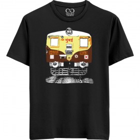 Mumbai Train - Maai Mumbaai - Unisex Men/Women Regular Fit Cotton Black T-shirt