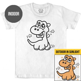 Dinosaur - Solar Activated Tee - Color-Changing Kids Boy/Girl Cotton White T-shirt