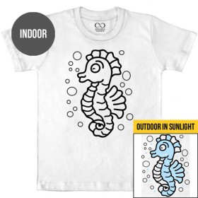 Seahorse - Solar Activated Tee - Color-Changing Kids Boy/Girl Cotton White T-shirt