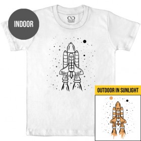 Spacecraft - Solar Activated Tee - Color-Changing Kids Boy/Girl Cotton White T-shirt