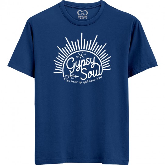 Gypsy Soul - Wanderlust - Unisex Men/Women Regular Fit Cotton Navy Blue/Maroon T-shirt