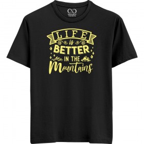 Life In Mountains - Wanderlust - Unisex Men/Women Regular Fit Cotton Black/Navy Blue T-shirt