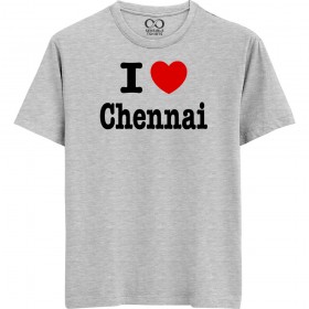 I Love Chennai - We-Desi - Unisex Men/Women Regular Fit Cotton Grey Melange T-shirt