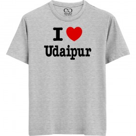 I Love Udaipur - We-Desi - Unisex Men/Women Regular Fit Cotton Grey Melange T-shirt